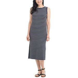 NWT Hilary Radley Womens Striped Tank Dress Size M Indigo/Off White $60 D187